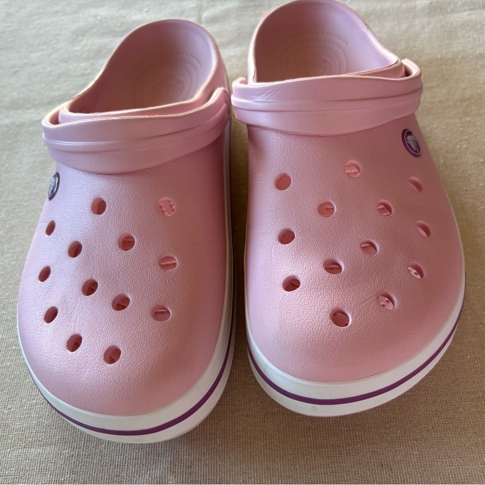 Crocs Unisex Crocband Clogs-Size: 12(M), 13.5(W)-Colors: Pink/Wild Orchid Stripe